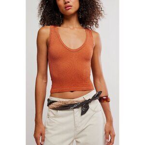 Free People Rust Orange Ribbed Tank Top